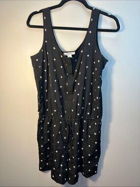 White House Black Market Black Sleeveless Romper with White Cross Print
